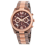 Buy Shop Fossil Perfect Boyfriend Multifunction Brown Dial Two Tone Steel Strap Watch for Women - ES4284 USA Online