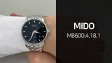 Mido Baroncelli Ii Automatic Black Dial Silver Steel Strap Watch For Men - M8600.4.18.1