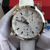 Buy Shop Tissot PRC 200 Chronograph White Dial White Leather Strap Watch For Men - T055.417.16.017.00 USA Online