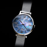 Buy Shop Fossil Jacqueline Mother of Pearl Blue Dial Silver Mesh Strap Watch for Women - ES4322 USA Online