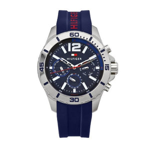 Buy Shop Tommy Hilfiger Nolan Chronograph Blue Dial Blue Rubber Strap Watch for Men - 1791142 USA Online