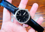 Buy Shop Tissot Automatics III Day Date Black Dial Black Leather Strap Watch For Men - T065.430.16.051.00 USA Online