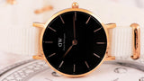 Buy Shop Daniel Wellington Classic Petite Dover Black Dial White NATO Strap Watch For Women - DW001000314 USA Online