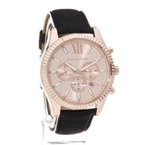 Buy Shop Michael Kors Lexington Chronograph Rose Gold Dial Black Leather Strap Watch For Men - MK8516 USA Online