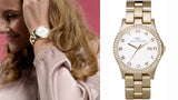 Buy Shop Marc Jacobs Henry Diamonds White Dial Gold Steel Strap Watch for Women - MBM3045 USA Online