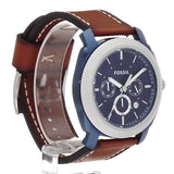 Buy Shop Fossil Machine Chronograph Blue Dial Brown Leather Strap Watch for Men - FS5232 USA Online