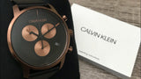 Calvin Klein City Chronograph Black Dial Black Leather Strap Watch for Men - K2G17TC1