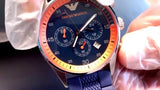Buy Shop Emporio Armani Chronograph Blue Dial Blue Rubber Strap Watch For Men - AR5864 USA Online