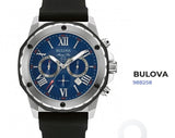 Bulova Marine Star Blue Dial Black Silicone Strap Watch for Men - 98B258