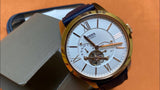 Buy Shop Fossil Townsman Automatic White Dial Navy Blue Leather Strap Watch for Men - ME3171 USA Online
