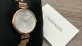 Buy Shop Calvin Klein Wavy White Dial Rose Gold Steel Strap Watch for Women - K9U23646 USA Online