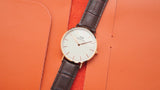 Daniel Wellington Classic York White Dial Brown Leather Strap Watch For Women - DW00100038