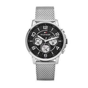 Buy Shop Tommy Hilfiger Chronograph Black Dial Silver Mesh Bracelet Watch for Men - 1791292 USA Online