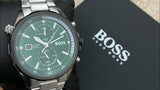 Buy Shop Hugo Boss Globetrotter Green Dial Silver Steel Strap Watch for Men - 1513930 USA Online