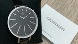 Buy Shop Calvin Klein Equal Black Dial Black Leather Strap Watch for Women - K3E231C1 USA Online