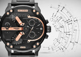 Buy Shop Diesel Big Daddy Chronograph Black Dial Black Steel Strap Watch For Men - DZ7312 USA Online