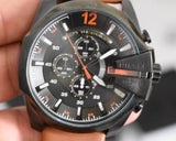 Buy Shop Diesel Mega Chief Chronograph Black Dial Brown Leather Strap Watch For Men - DZ4343 USA Online