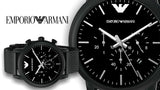 Emporio Armani Sport Chronograph Black Dial Black Mesh Bracelet Watch For Men - AR1968