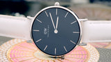 Buy Shop Daniel Wellington Classic Petite Bondi Black Dial White Leather Strap Watch For Women - DW00100284 USA Online