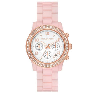 Buy Shop Michael Kors Runway Chronograph White Dial Pink Steel Strap Watch for Women - MK7424 USA Online
