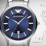 Buy Shop Emporio Armani Renato Blue Dial Silver Steel Strap Watch For Men - AR2477 USA Online