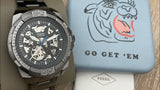 Buy Shop Fossil Bronson Automatic Skeleton Black Dial Grey Steel Strap Watch for Men - ME3218 USA Online