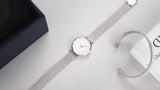 Buy Shop Daniel Wellington Classic Petite Sterling White Dial Silver Mesh Bracelet Watch for Women - DW00100442 USA Online