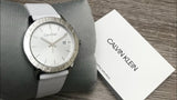 Buy Shop Calvin Klein Steady Silver Dial White Leather Strap Watch for Women - K7Q211L6 USA Online