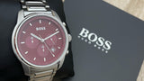 Buy Shop Hugo Boss One Chronograph Red Dial Grey Steel Strap Watch For Men - 1514000 USA Online
