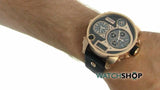 Buy Shop Diesel Big Daddy Gold & Black Dial Black Leather Strap Watch For Men - DZ7261 USA Online