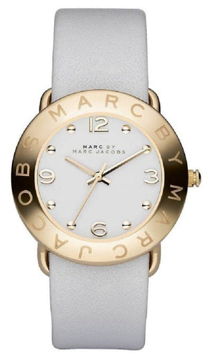 Buy Shop Marc Jacobs Amy White Dial White Leather Strap Watch for Women - MBM1150 USA Online