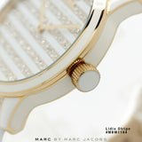 Buy Shop Marc Jacobs Lidia Stripe White Dial White Leather Strap Watch for Women - MBM1164 USA Online