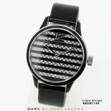 Buy Shop Marc Jacobs Lidia Stripe Glitz Black Dial Black Leather Strap Watch for Women - MBM1166 USA Online
