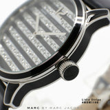 Buy Shop Marc Jacobs Lidia Stripe Glitz Black Dial Black Leather Strap Watch for Women - MBM1166 USA Online