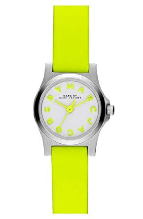 Buy Shop Marc Jacobs Henry White Dial Neon Yellow Rubber Strap Watch for Women - MBM1235 USA Online