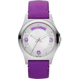 Buy Shop Marc Jacobs Baby Dave Silver Dial Purple Leather Strap Watch for Women - MBM1262 USA Online