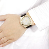 Buy Shop Marc Jacobs Baby Dave Gold Dial Black Leather Strap Watch for Women - MBM1264 USA Online