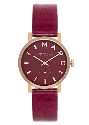 Buy Shop Marc Jacobs Baker Maroon Dial Maroon Leather Strap Watch for Women - MBM1267 USA Online