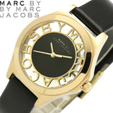 Buy Shop Marc Jacobs Henry Skeleton Black Dial Black Leather Strap Watch for Women - MBM1340 USA Online