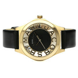 Buy Shop Marc Jacobs Henry Skeleton Black Dial Black Leather Strap Watch for Women - MBM1340 USA Online