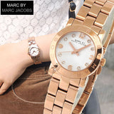 Buy Shop Marc Jacobs Mini Amy White Dial Rose Gold Steel Strap Watch for Women - MBM3078 USA Online