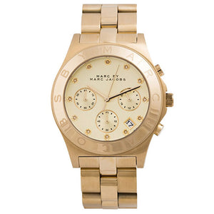Buy Shop Marc Jacobs Blade Chronograph Gold Dial Gold Steel Strap Watch for Women - MBM3101 USA Online