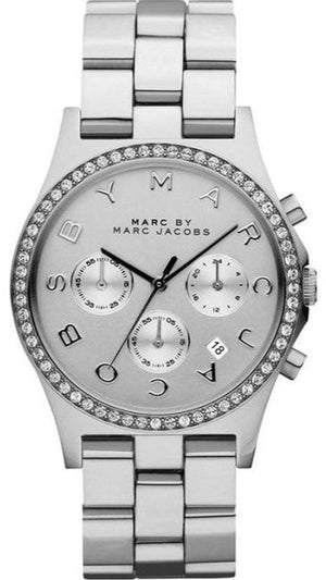 Buy Shop Marc Jacobs Henry Chronograph Silver Dial Silver Steel Strap Watch for Women - MBM3104 USA Online
