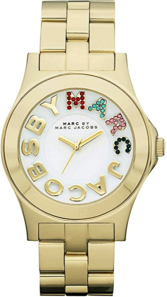 Buy Shop Marc Jacobs Rivera White Dial Gold Steel Strap Watch for Women - MBM3137 USA Online