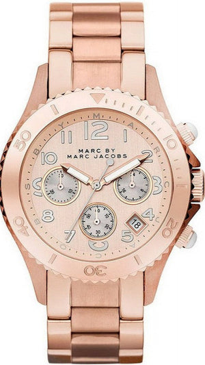 Buy Shop Marc Jacobs Rock Chronograph Rose Gold Dial Rose Gold Steel Strap Watch for Women - MBM3156 USA Online