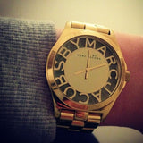Buy Shop Marc Jacobs Henry Transparent Gold Dial Gold Steel Strap Watch for Women - MBM3206 USA Online