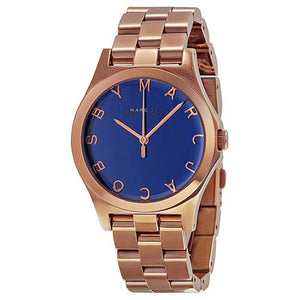 Buy Shop Marc Jacobs Henry Blue Dial Rose Gold Steel Strap Watch for Women - MBM3213 USA Online