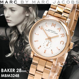 Marc Jacobs Baker White Dial Rose Gold Steel Strap Watch for Women - MBM3248