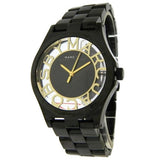 Buy Shop Marc Jacobs Henry Transparent Black Dial Black Steel Strap Watch for Women - MBM3255 USA Online