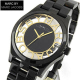 Buy Shop Marc Jacobs Henry Transparent Black Dial Black Steel Strap Watch for Women - MBM3255 USA Online